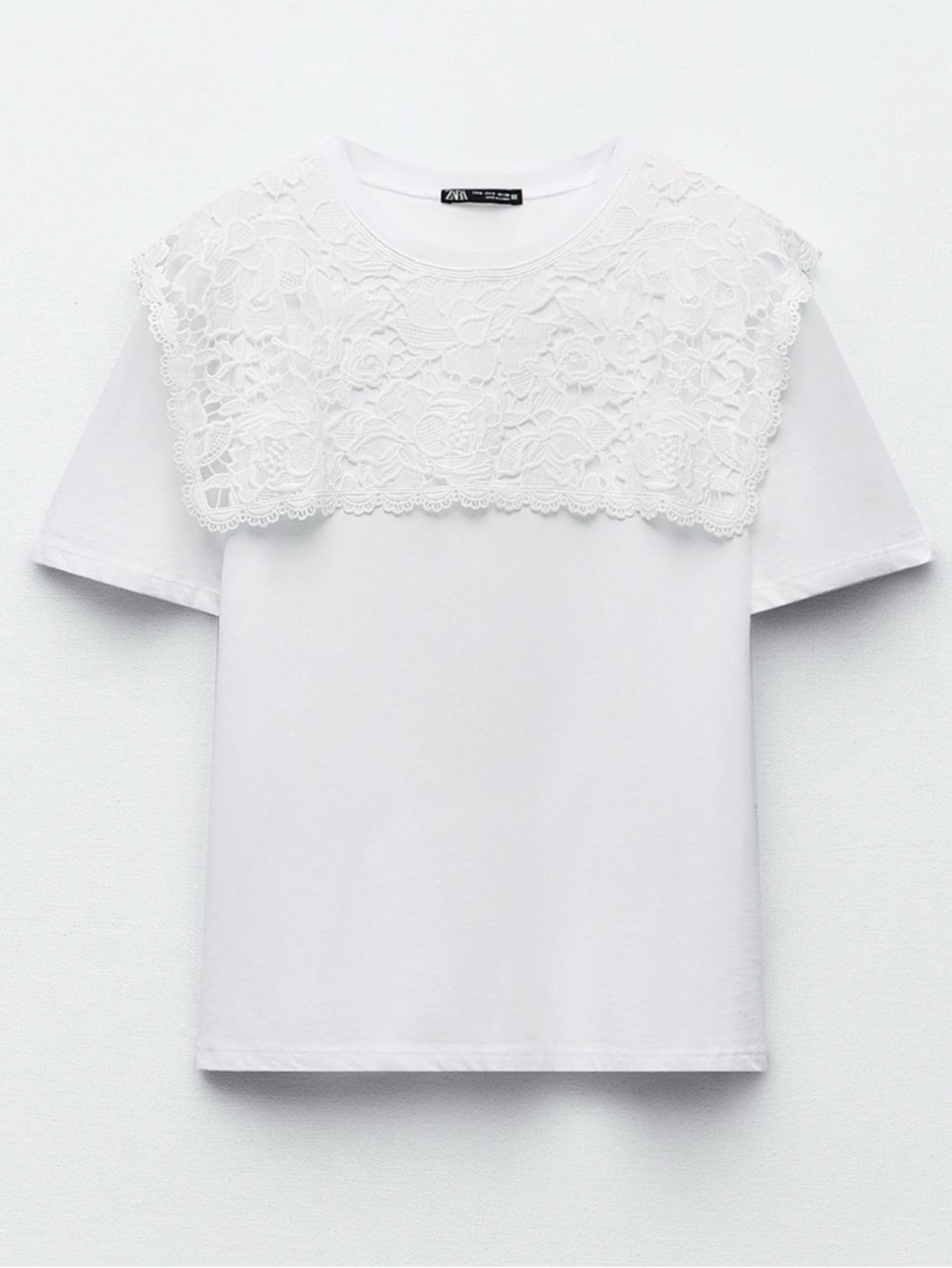 New! Zara T-Shirt with Lace Collar